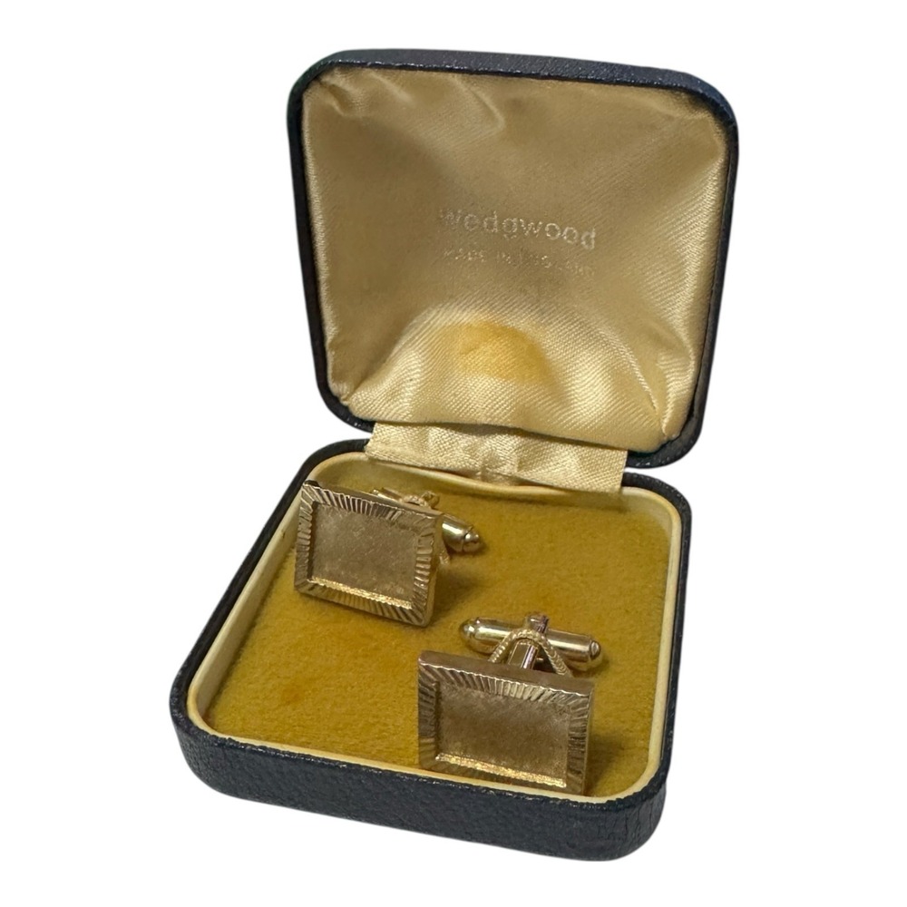 Dante Cufflinks Textured Gold Tone Diagonal‎ Rectangles Wedgwood